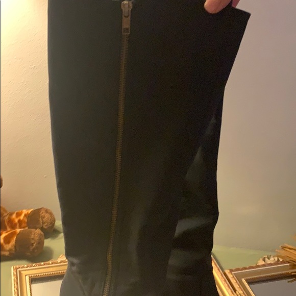 Suede Fergie Blue Wedged Boots - Picture 3 of 3